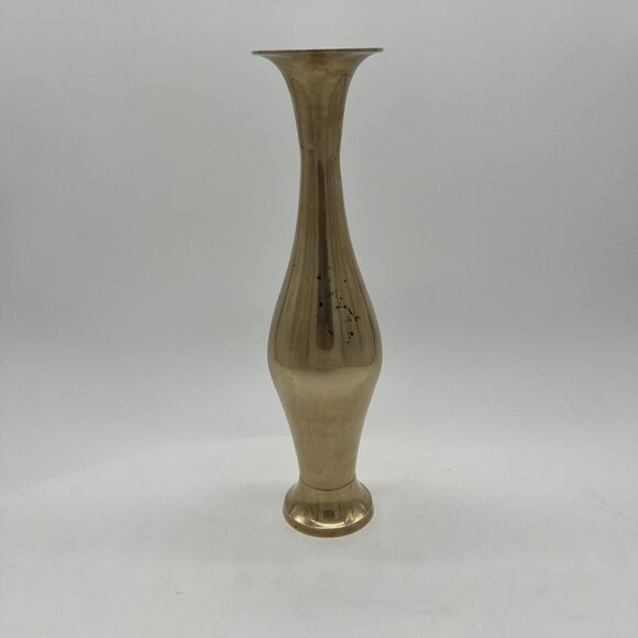 Vintage Handmade In India Solid Brass Vase 11.5" Tall - Picture 2 of 13